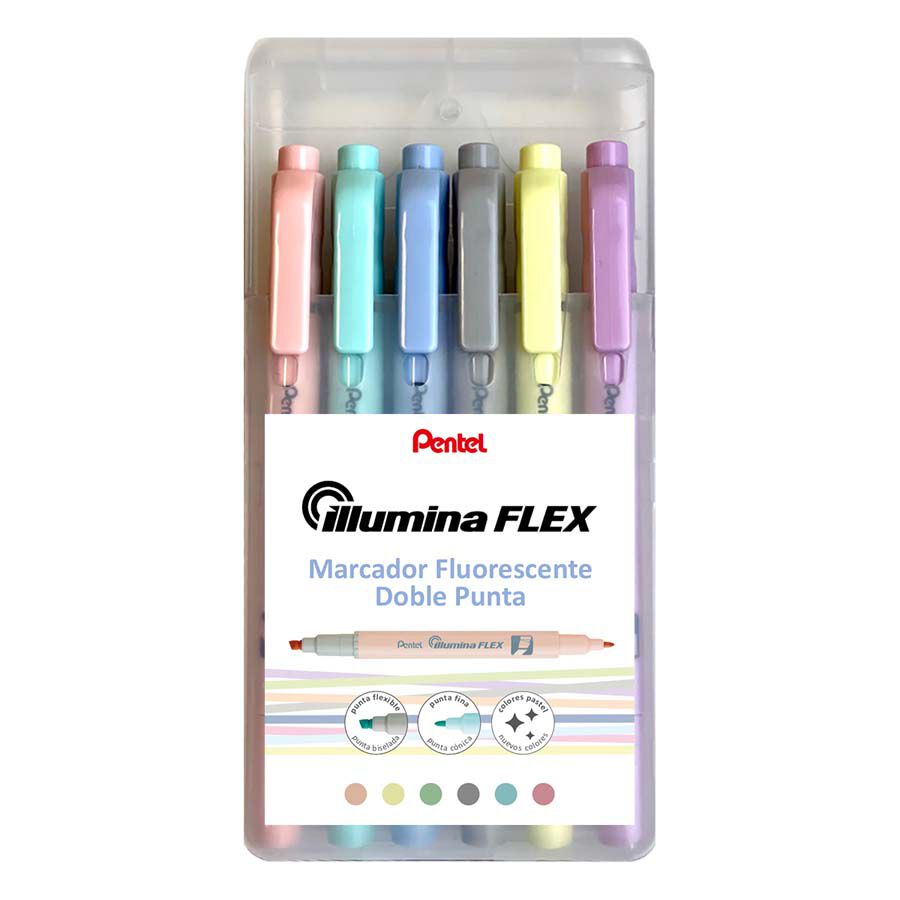 Marcadors fluorescents doble punta Illumina Flex Pentel 6 colors