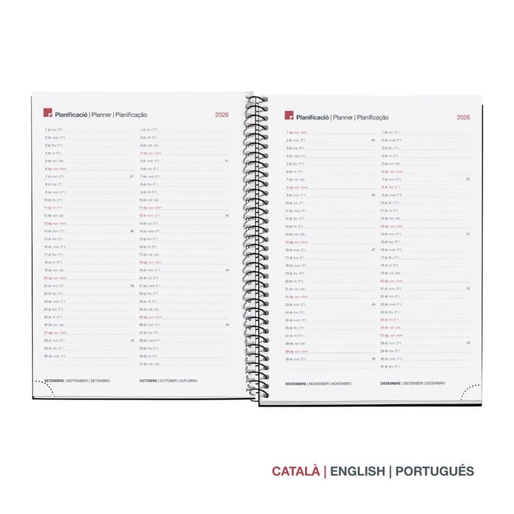 Agenda Miquelrius Espiral Plus Semana Vista Catal&aacute;n 2027 City Gris