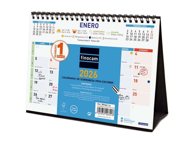 Calendario sobremesa Finocam Color Escribir 21x15 S 2026 castellano