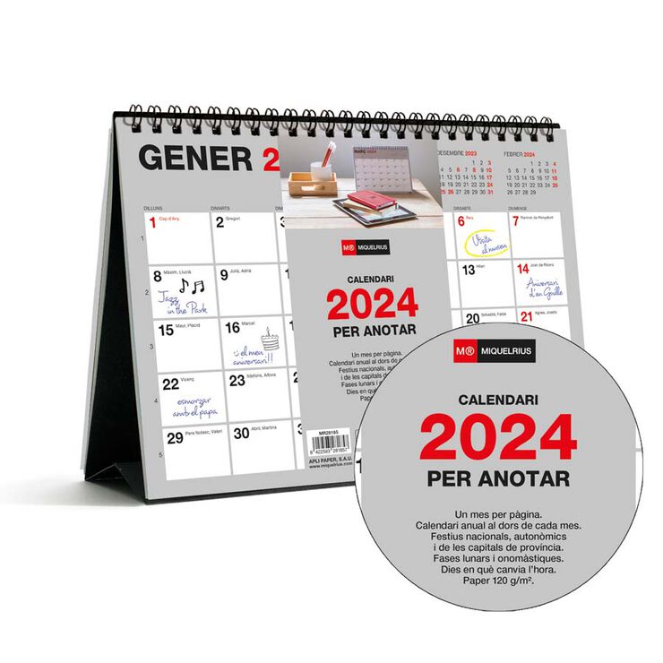 Calendario mesa escribir A5 2024 cat Basic