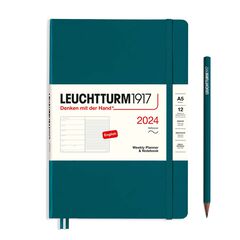 Agenda Leuchtturm A5 sem/vista 2024 tb medium pacific green