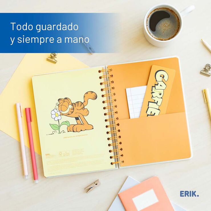 Agenda escolar Erik A5 sem/vista multilingüe 2025-26 Garfield