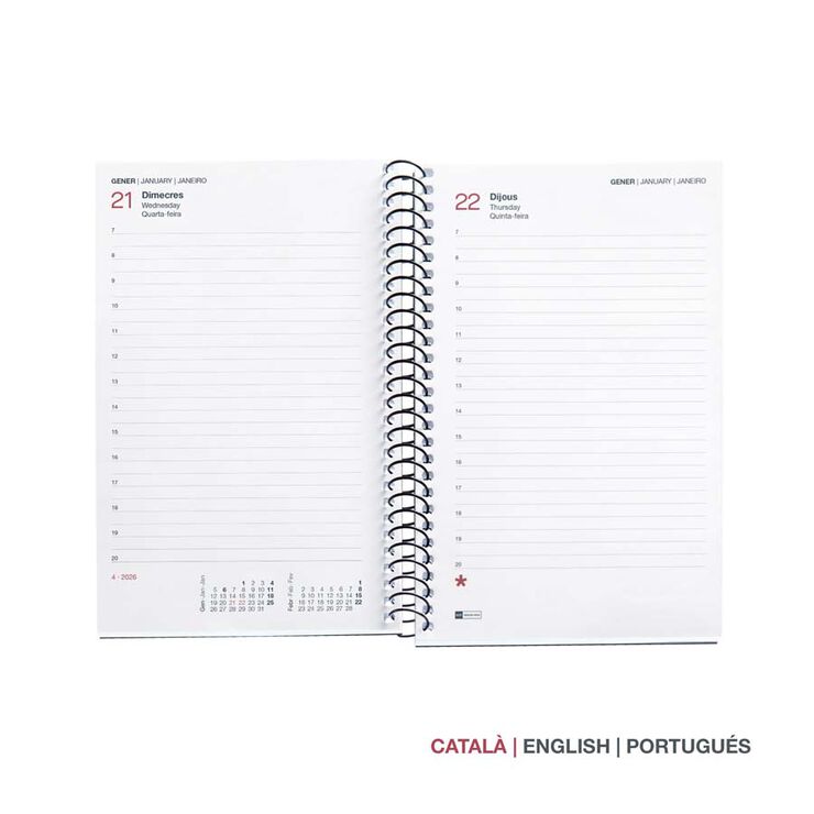 Agenda Espiral Miquelrius Activa dia/pàg català 2026 City vermell