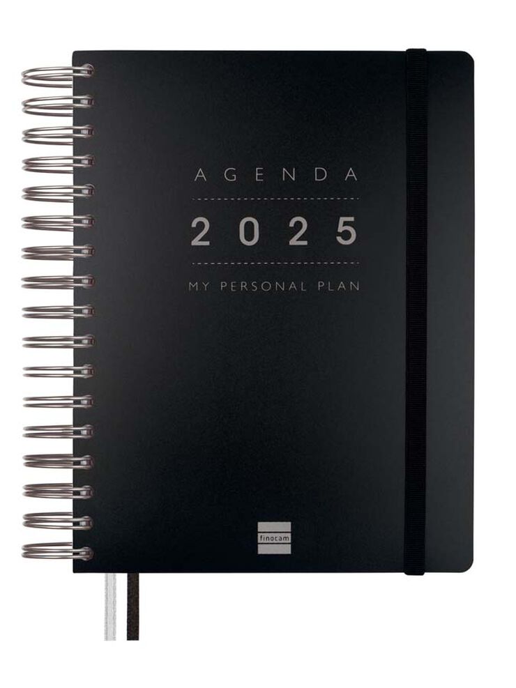 Agenda Finocam Tempus 1/4 día/pág cas 2025 negro
