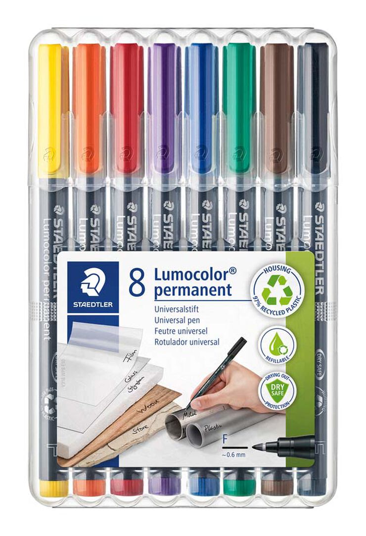 Rotuladores permanentes Staedtler Lumocolor F 8 colores