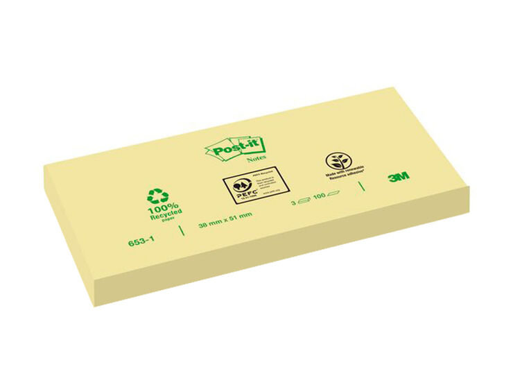 Notes adhesives Post-It reciclat 38x51mm 3u