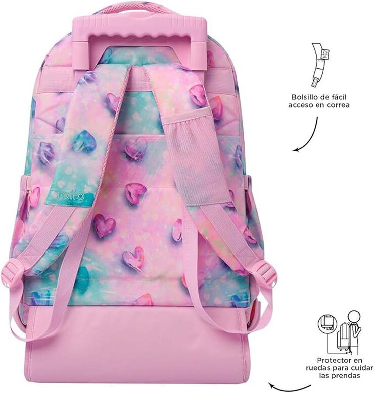 Mochila con ruedas Totto Renglones Shiny Heart