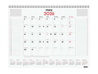 Vade espiral Finocam mes/vista 42x31 2026 catalán Vade espiral Finocam mes/vista 42x31 2026 catalán