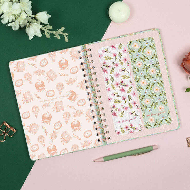 Agenda Finocam Flower Journal Semana Vista Horizontal 2027 Catal&aacute;n Verde