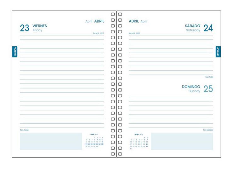 Agenda Escolar Dohe Espiral A6 d&iacute;a p&aacute;gina castellano 2026-2027 Serenity verde
