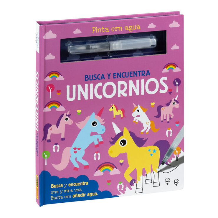 Pinta con agua. Busca y encuentra unicornios