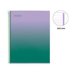 Notebook A4 Tapa Extra Dura 80 Hojas 5 &times; 5 Gradient Lavanda y Verde