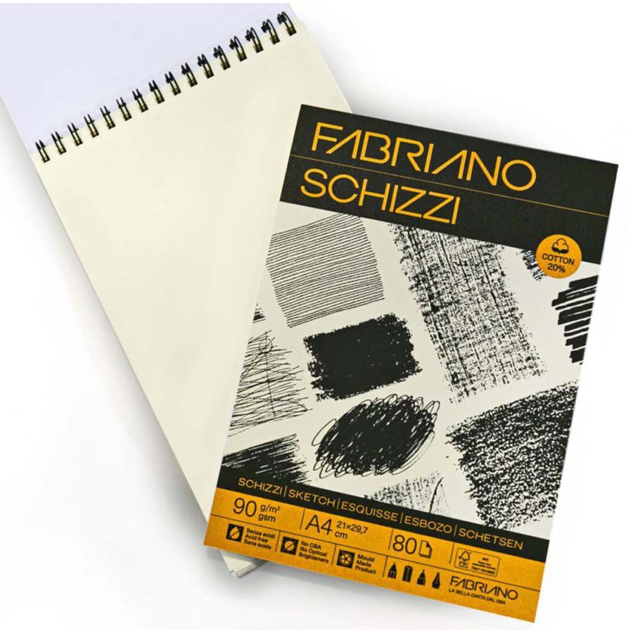 Bloc espiral Dibujo Fabriano Schizzi A4 80 hojas 90g