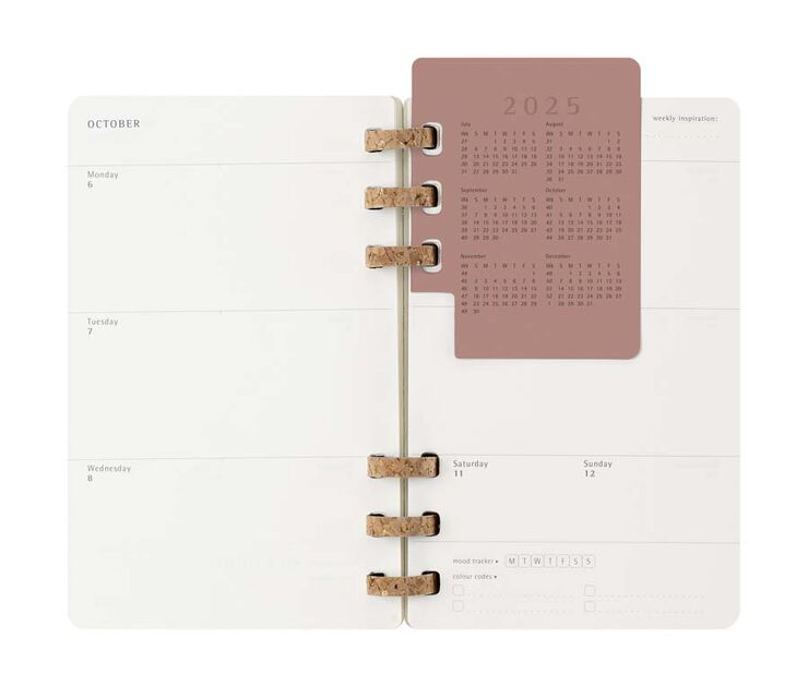 Agenda escolar espiral moleske tapa blanda sem/vista L 2025-26 negro