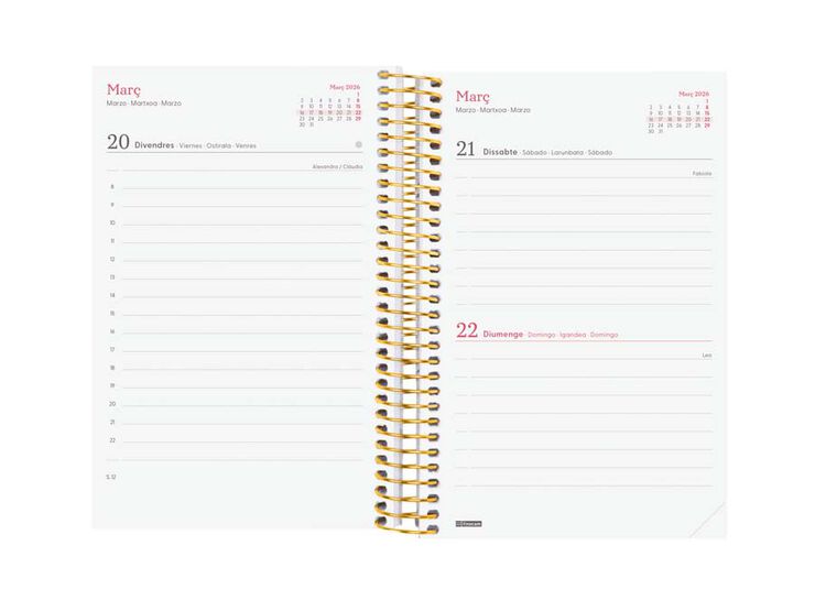 Agenda Finocam Design Collection E5 día/pág cat 2026 Goldy