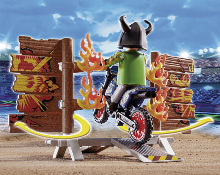 Playmobil Stuntshow Moto con muro de fuego 70553
