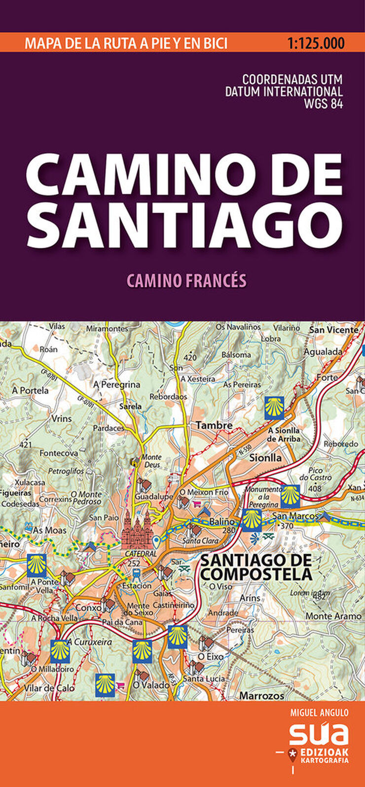Camino de Santiago. Mapa de la ruta a pi