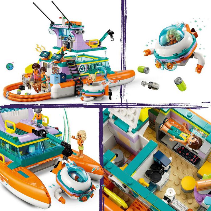 LEGO® Friends Barco de Rescate Marítimo con Animales Marinos 41734