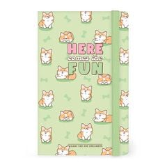 Libreta con Goma El&aacute;stica Legami Rayada Corgi Green