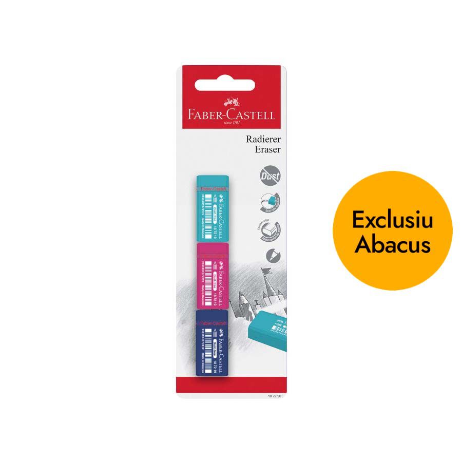 Bl&iacute;ster de 3 Gomas de Borrar Faber-Castell Dust Free
