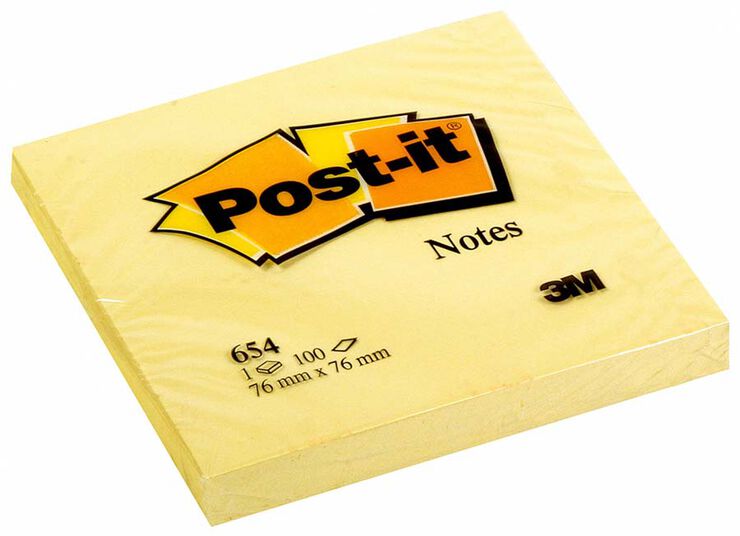 Bloc Notas adhesivas Post-it 654 Canari Yellow 76x76mm
