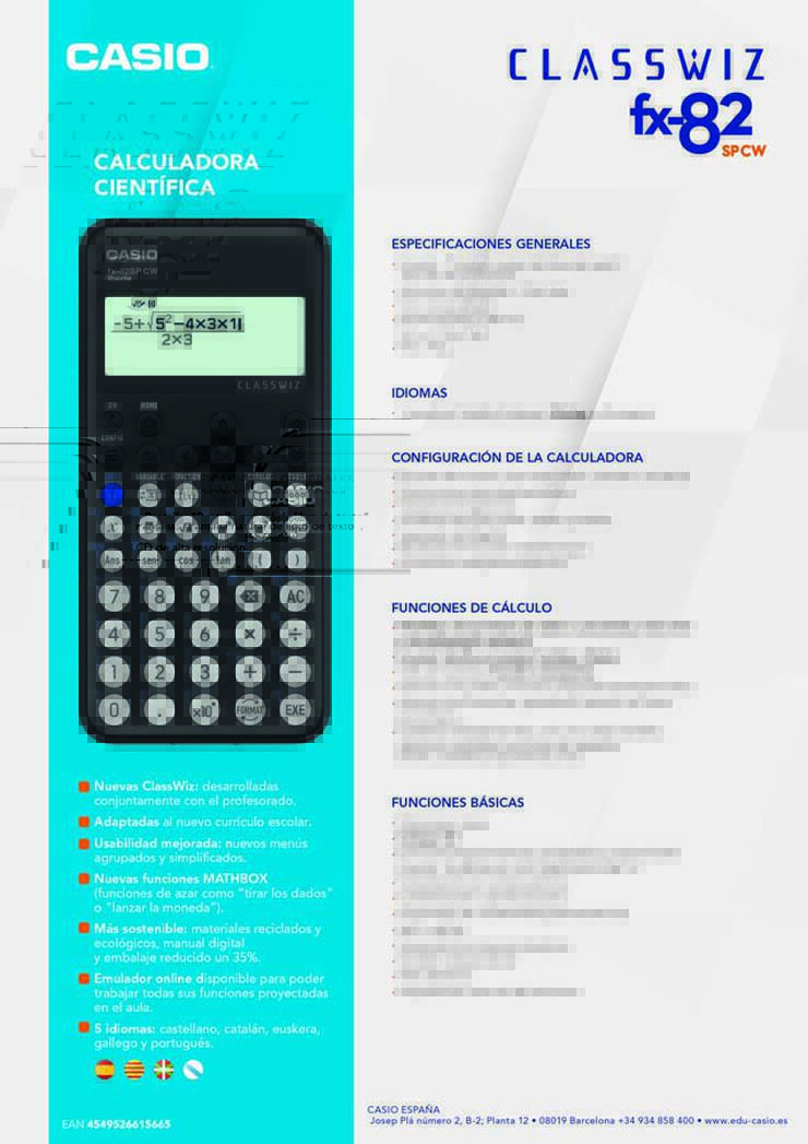 Calculadora científica Casio FX-82SP CW