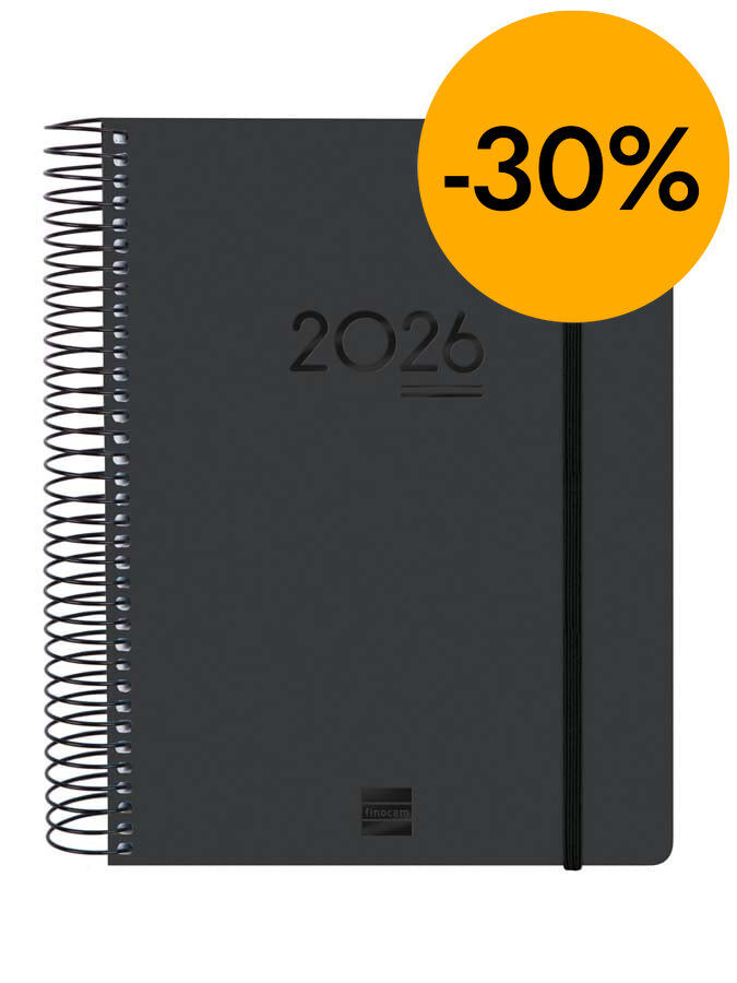 Agenda Finocam 16 meses Ikon E10 d&iacute;a/p&aacute;g mult 2025-26 negro