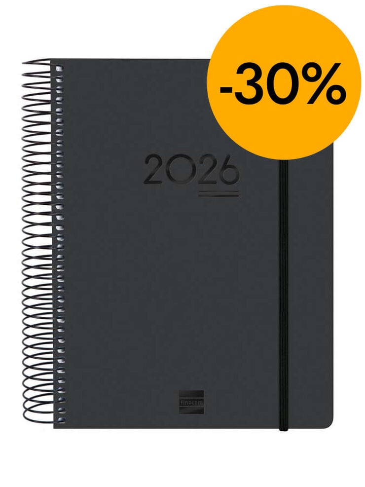 Agenda Finocam 16 meses Ikon E10 d&iacute;a/p&aacute;g mult 2025-26 negro