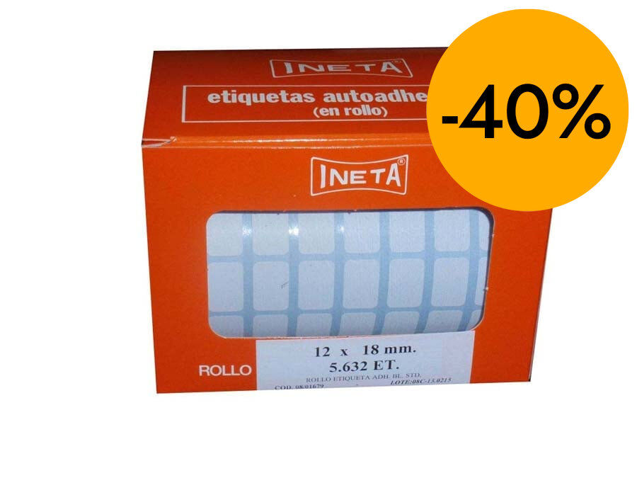 Rotlle d'Etiquetes adhesives Ineta 12x18mm blanc