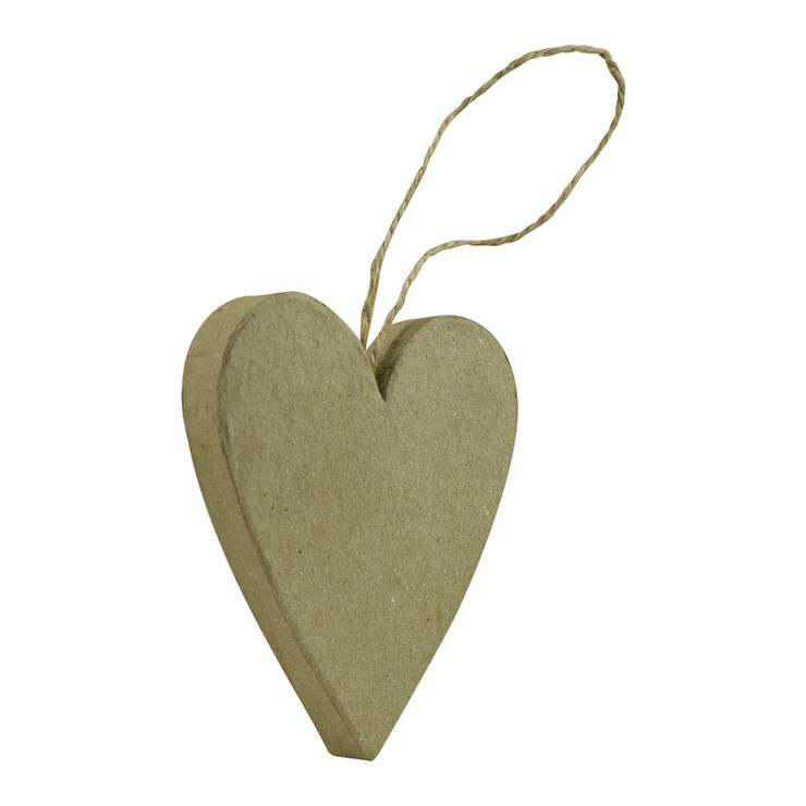 Corazón plano papel maché con cordel Décopatch