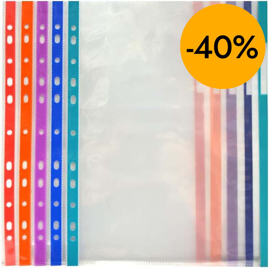 Funda/Bolsa multitaladro A4 Cristal margen color 10u