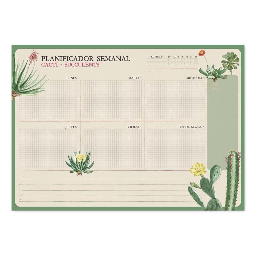Planificador Setmanal A4 Kokonote Botanical Cacti catal&agrave;