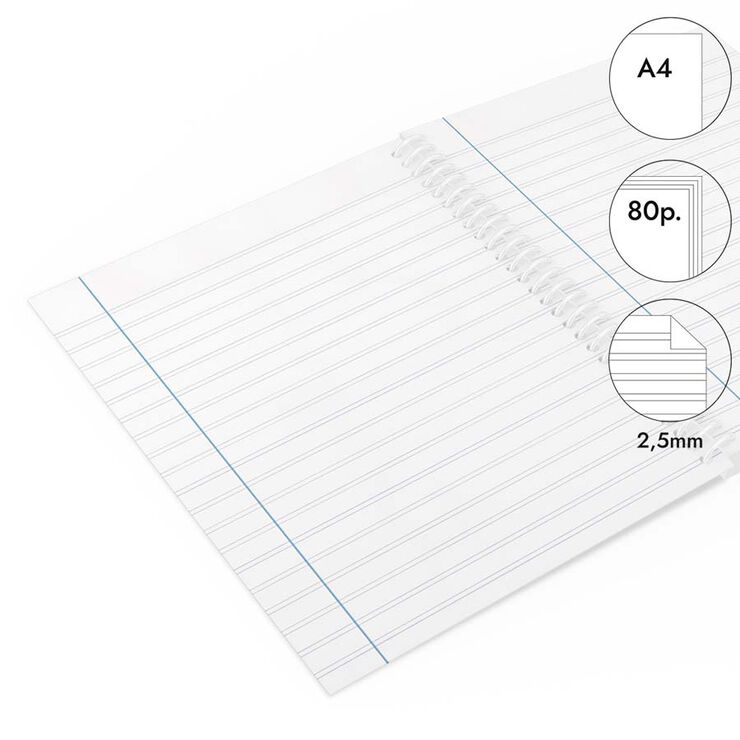 Libreta espiral Abacus A4 80 hojas pauta 2,5mm lila