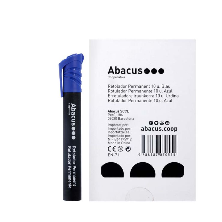 Rotulador permanente Abacus 10 u. 4 mm Azul