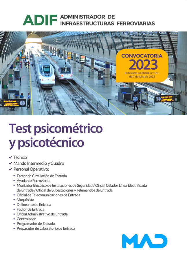 Test psicom&eacute;trico y psicot&eacute;cnico. Administrador de Infraestructuras Ferroviarias (ADIF)
