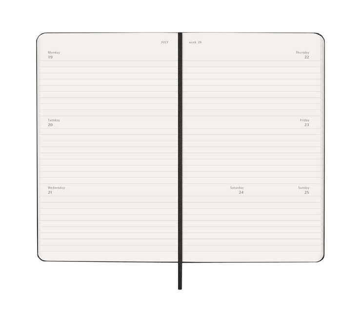 Agenda Moleskine 18 meses horizontal d&iacute;a/p&aacute;g L tapa dura negro