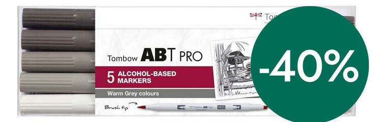 Rotulador Tombow Abt Pro Dual Brush grises cálidos 5 colores