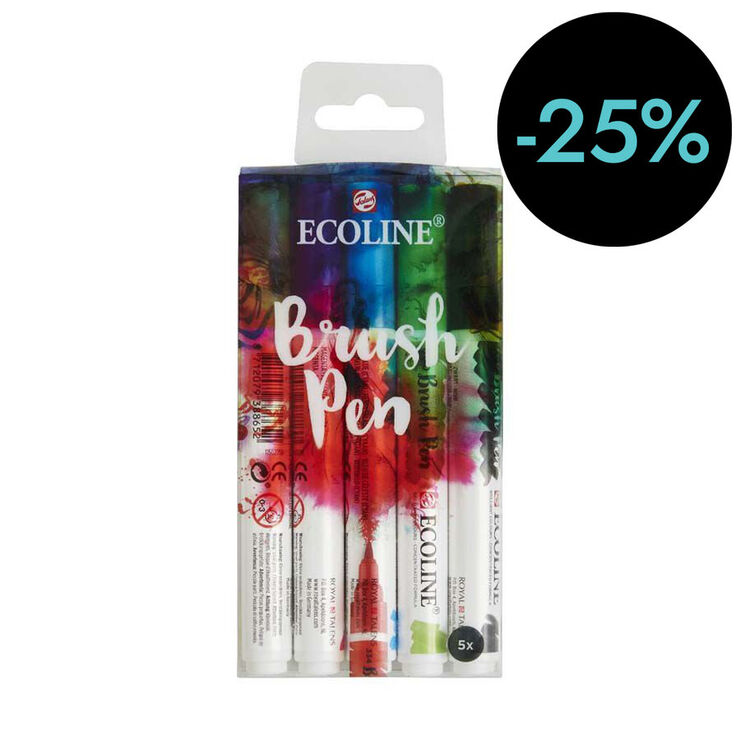 Retolador pinzell Talens colors primaris 5 colors