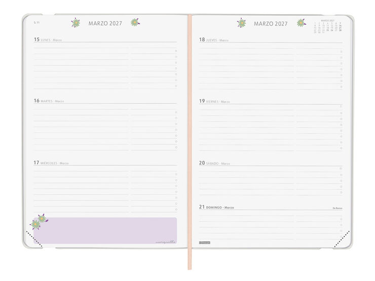 Agenda Finocam Moniquilla Semana Vista Horizontal 2027 Castellano Rosa