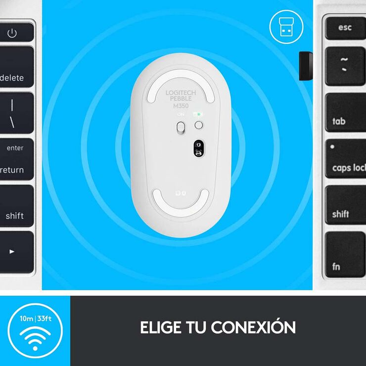 Ratolí Logitech Bluetooth Pebble M350 Blanc
