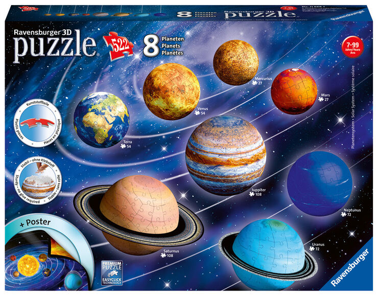 Puzzle 3D Ravensburger Sistema planetario 522 piezas