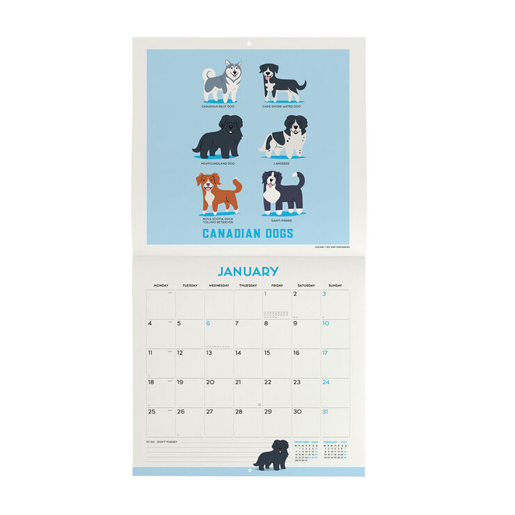 Calendario Legami 30x29 Pared Dog World Multiling&uuml;e 2027