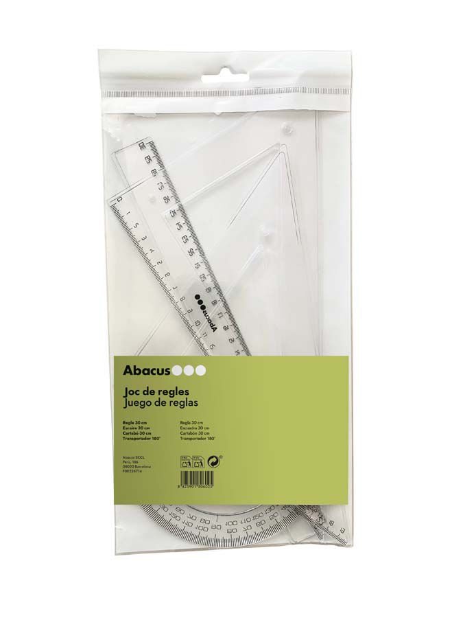 Set regle, cartab&oacute;, escaire, transportador Abacus