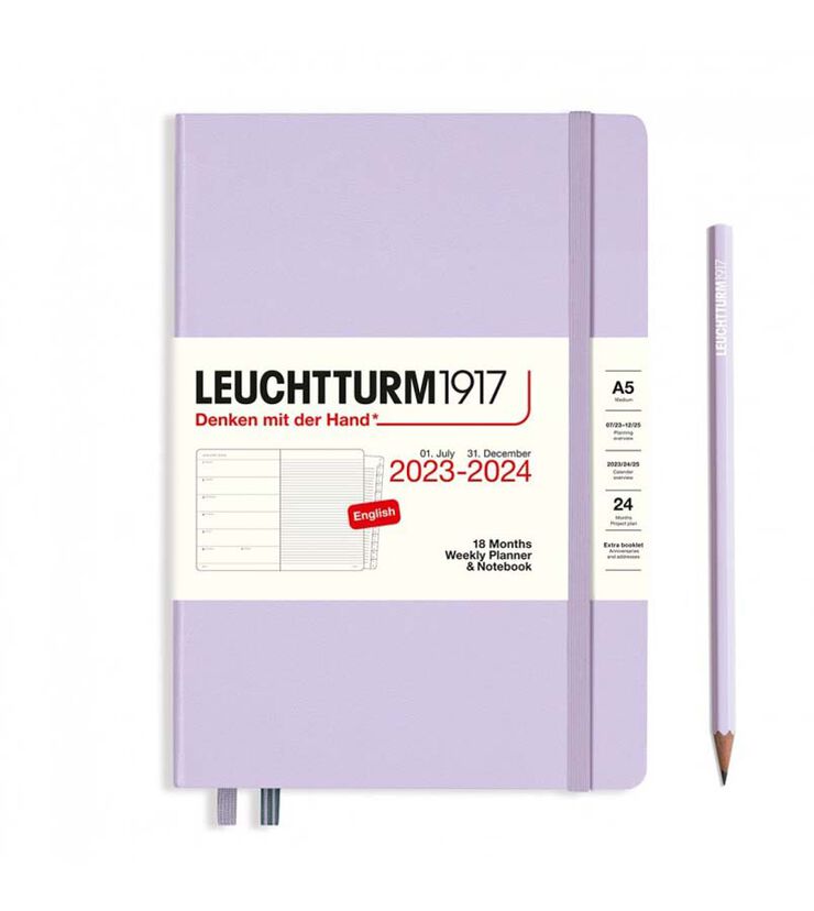 Agenda Leuchtturm 18 mesos A5 S/V+notes 2024 medium lilac