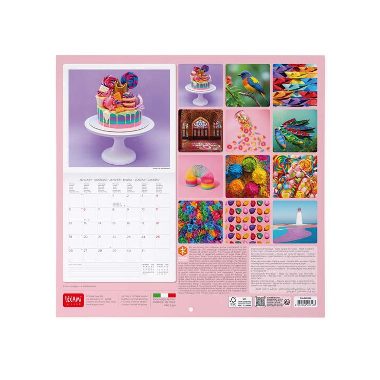 Calendario pared Legami 30x29cm 2026 Live Colourf