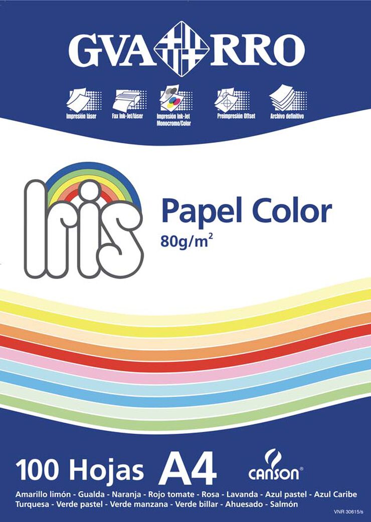 Papel Canson Repro Iris A4 80g azul turquesa 100 hojas