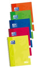 Libretas espiral Oxford Folio 80 hojas 4x4 colores vivos 4+1u