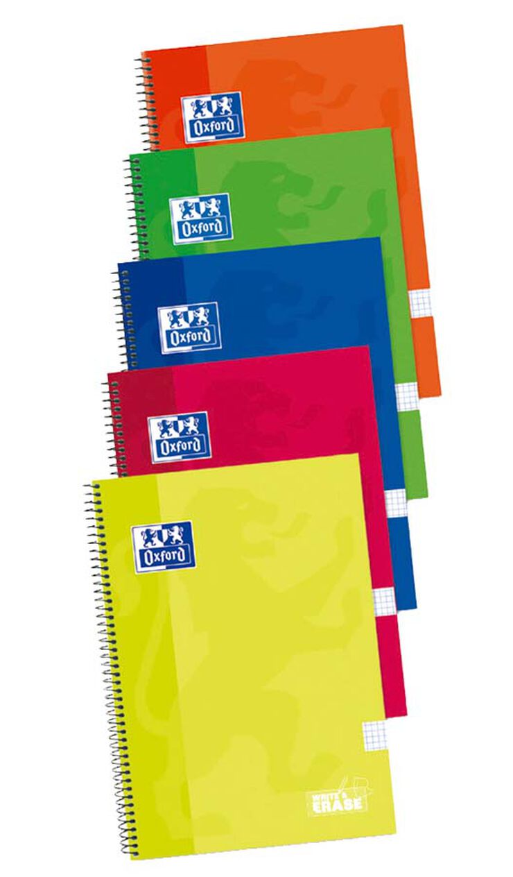 Libretas espiral Oxford Folio 80 hojas 4x4 colores vivos 4+1u