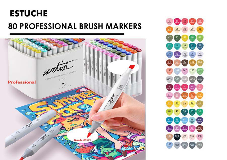 Estuche 80 Rotuladores acohol Roymart Artist Brush