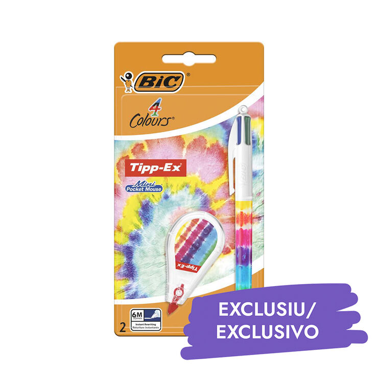 Bolígrafo Bic 4 Colours Tie Dye + Tipp-ex